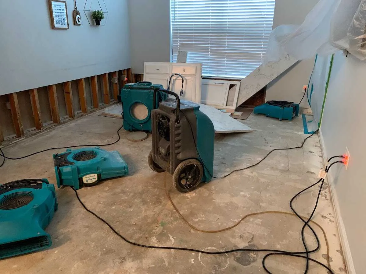 Dehumidifier in flood-cut room for Water Extraction & Removal in Erwin
